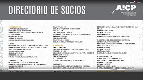 revista la aguja, directorio de socios confeccionistas Paraguay